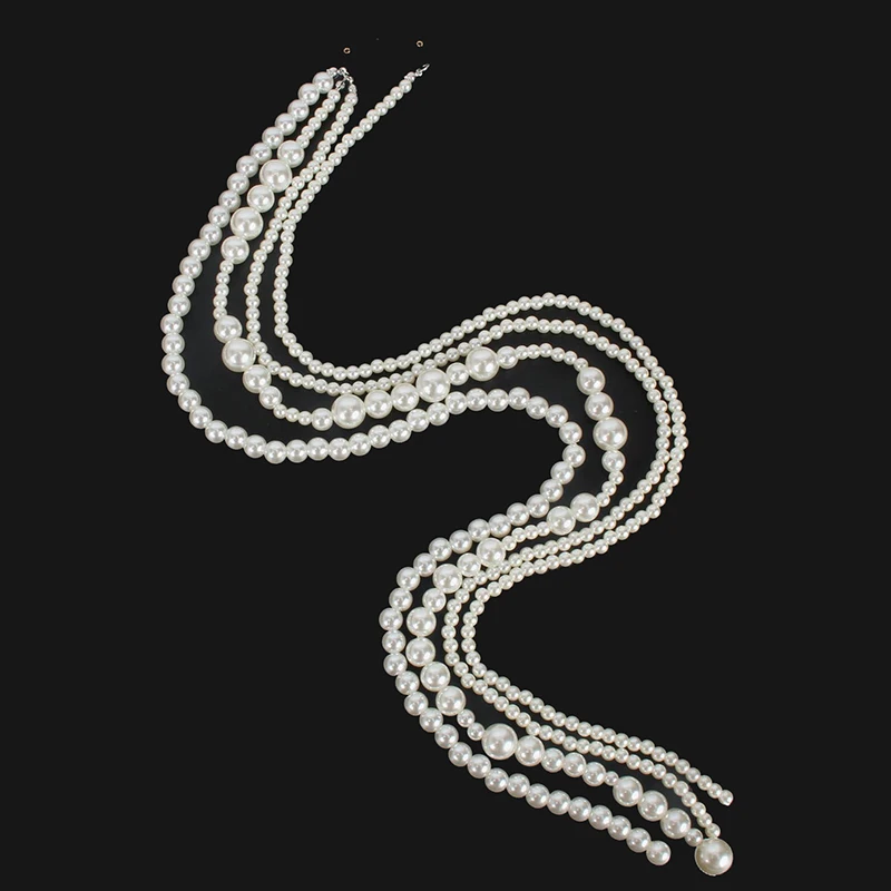 Европейский и американский стиль Длинная жемчужная цепь головная повязка для невесты Женская цепочка для волос Свадебная лента для волос женский головной Убор