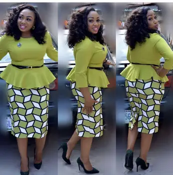 

Women Plus Size 3XL Office Work Midi Dress for Lady Female Summer Blue Geometric Print Pencil Bodycon Casual Party Dresses Belt