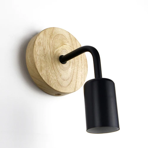 Ретро деревянный промышленный Лофт E27 настенный светильник, винтажный декор, настенный светильник, Светильники для гостиной, домашнего внутреннего освещения - Цвет абажура: Черный