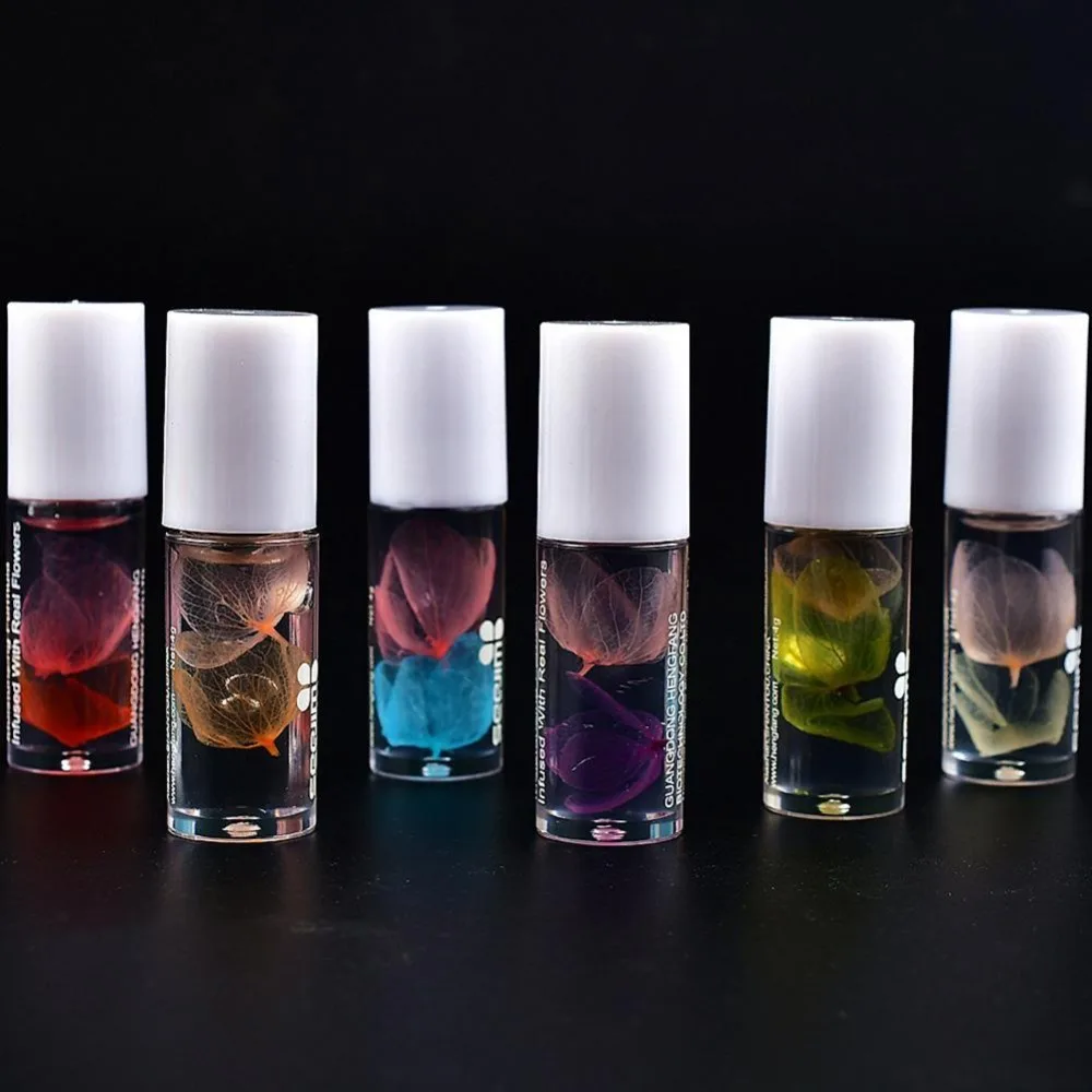 Crystal Lipstick Lips Nutritious Lip Oil Clear Roller Ball Dried Flowers Lip Long Lasting Moisturizing Shiny Lip Gloss