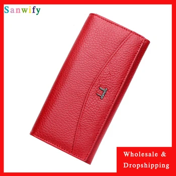 

New 100% Genuine Leather Wallet Women High Quality Coin Purse Female High Quality Long Clutch Phone Wallets