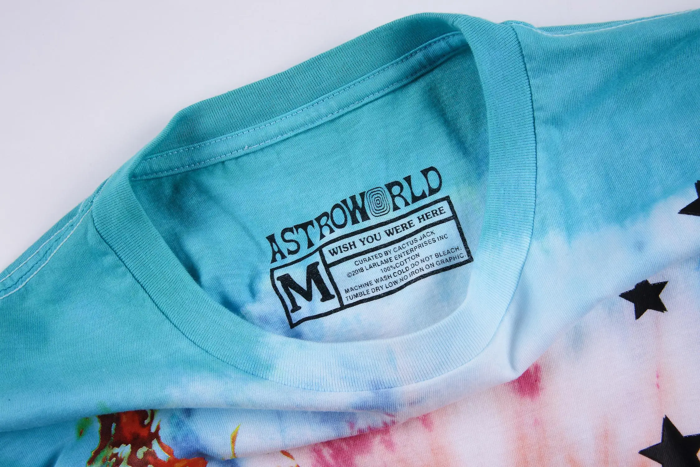 19SS с изображением Трэвиса Скотта Astroworld футболка смайлик галстук краситель футболки с изображением Трэвиса Скотта футболка хип хоп астромир мужские и женские