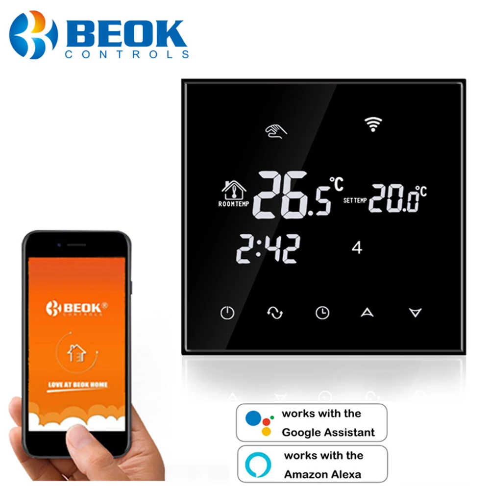 Beok 220V  Smart Wifi Thermostat for Electrical/Water Floor Heating Temperature Controller Thermostat Alexa Google Home