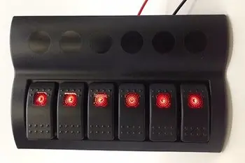 

12-24V Marine Boat Switch Panel 6 Gang With LED Indicator Rocker Auto Fuses