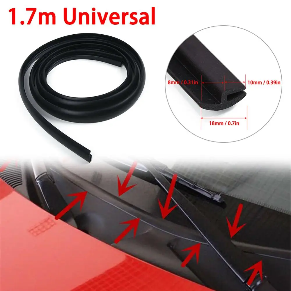 

1.7M Car Windshield Wiper Panel Decor Edge Sealing Strips Gasket Strip Rubber Protector Strip Window Seals Interior Accessories