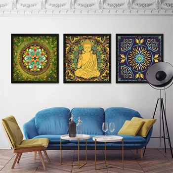 

Unframed Modern Wall canvas Painting Abstract Thangka Poster prints for Living Room Canvas painting Indian Mandala wall picture