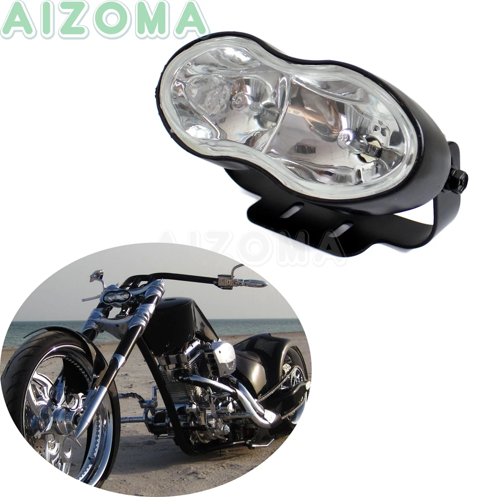 Cafe Racer мотоциклетная волновая фара 12 В/55 Вт двойная для Harley Sportster Cruisers Chopper Custom H3 Blub