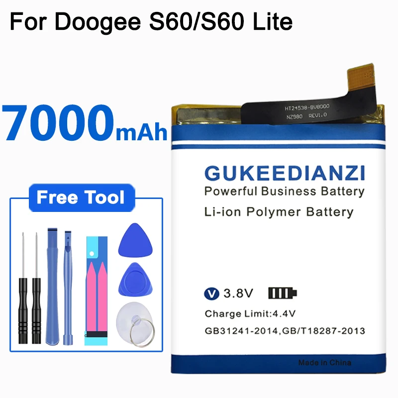 Литий-полимерный аккумулятор GUKEEDIANZI 7000mAh BAT173605580 Для Doogee S60 / Lite BAT17M15580 запасная