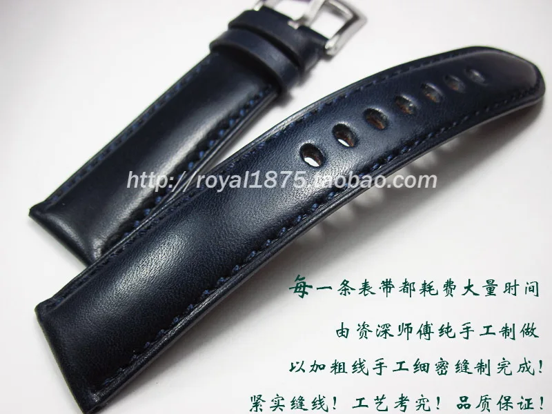 

New Handmade Casual Watch band 23mm high quality dark blue Genuine Leather strap Bracelet Retro Wristband watch accessories