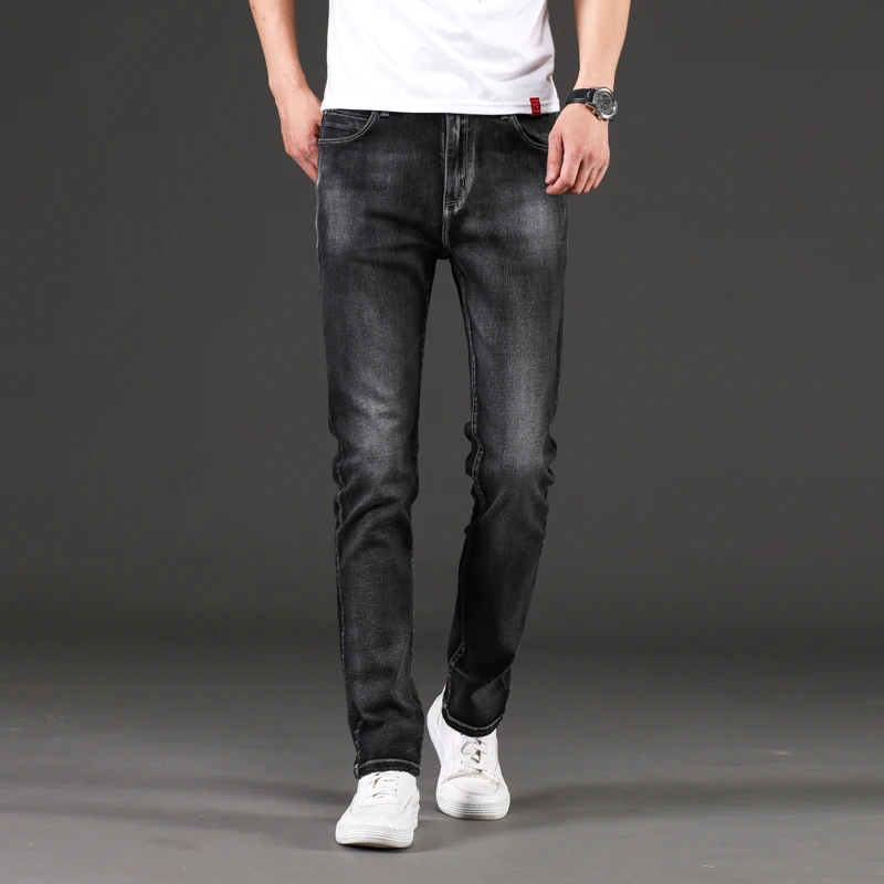 Брендовые мужские обтягивающие джинсы новые эластичные узкие брюки джинсовые мужские модные повседневные джинсовые брюки черные Большие размеры 40, 42, 44, 46