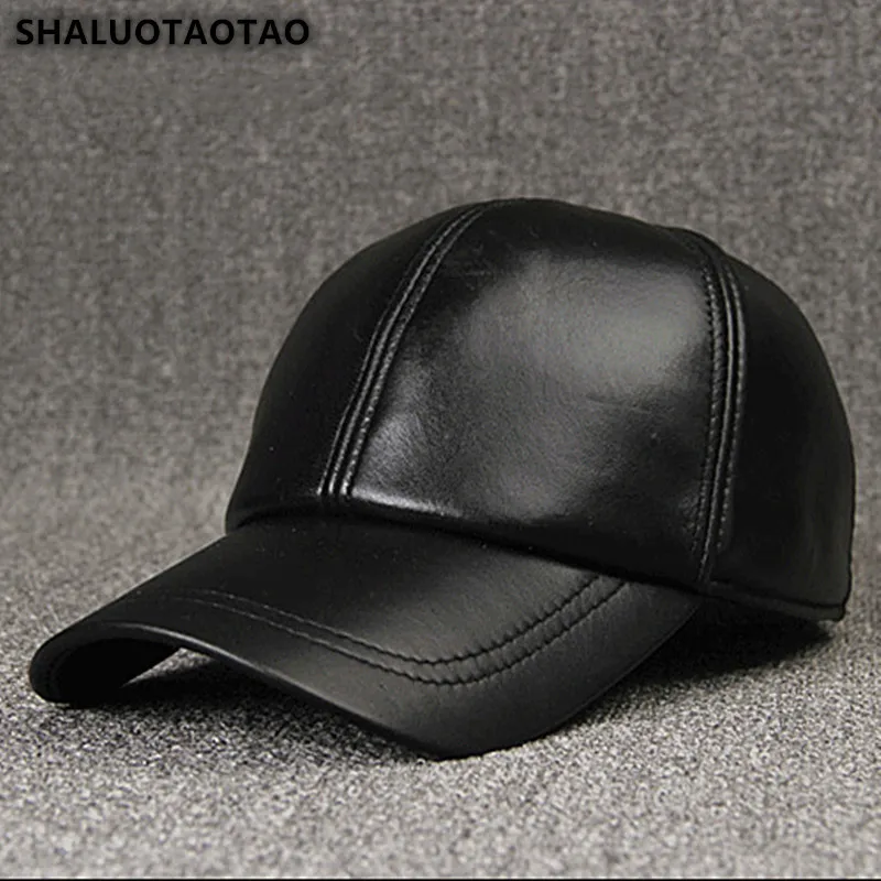 

SHALUOTAOTAO trend Autumn Winter fashion sheepskin Baseball cap adjustable size Genuine Leather hat men's Leisure Snapback caps