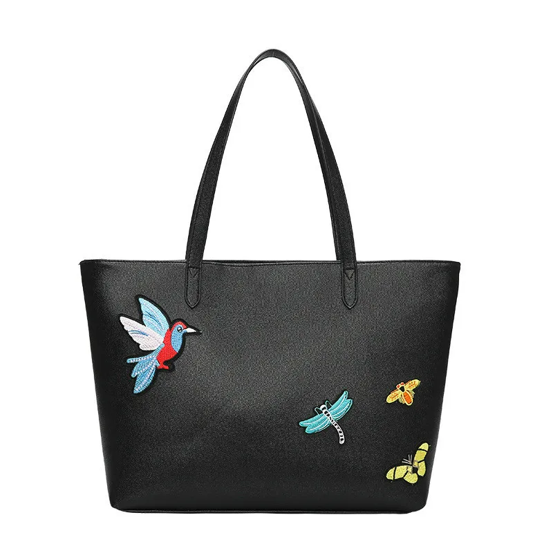 Весенняя Новинка Pu женская сумка с жемчужным узором модная индивидуальная нейлоновая сумка Экологичная сумка для покупок 3 цвета - Цвет: Черный цвет