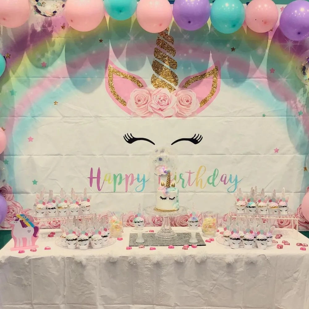 Волшебный фон с единорогом Золотой Единорог Пастельная Радужная фотография