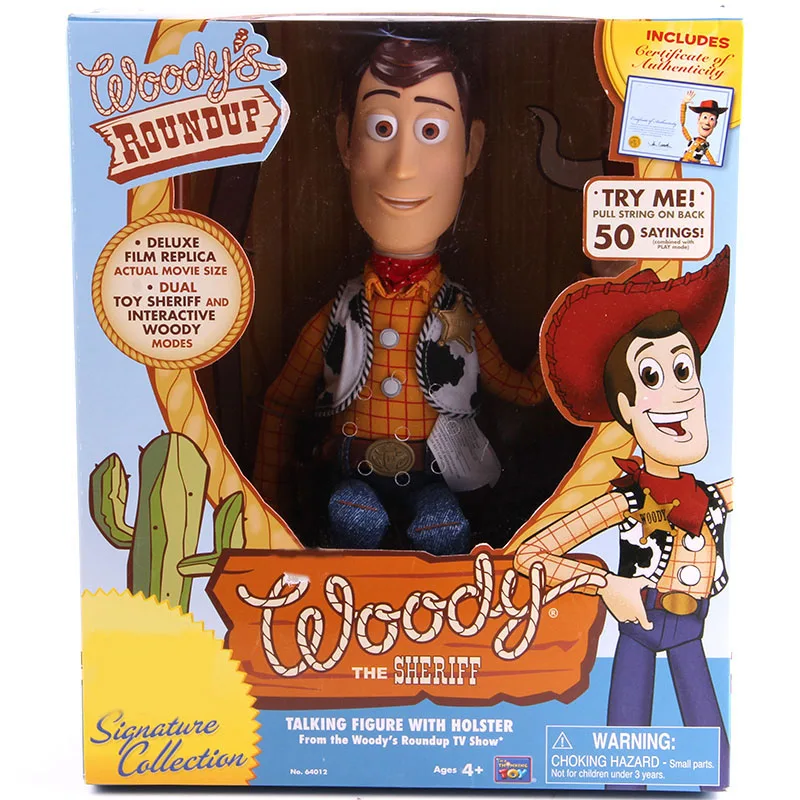 Woody The Sheriff говорящая фигурка с кобурой из древесного круглого телевизора шоу ПВХ фигурка Коллекционная модель игрушки - Цвет: with colorful box