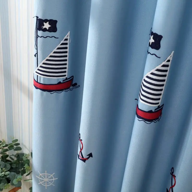 Custom Made Bedroom Children Window Curtain Blue Boy Kids Curtains And Tulle For Living Room Blackout Embroidered Curtain 4