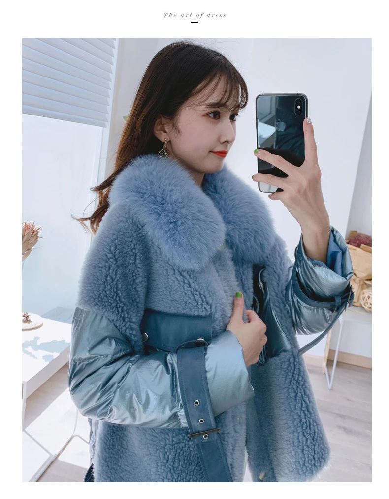 Clearance Real Fur Coat Winter Coat Women Clothes 2019 Korean Fashion Sheep Shearing 100% Wool Jacket Duck Down Jackets 919150 YY1703 1