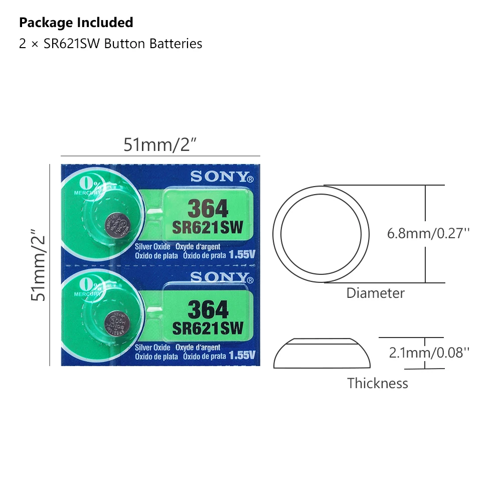 2 шт. Новинка для sony 1,55 В 364 SR621SW V364 SR60 SR621 AG1 часы батарея Кнопка монета батареи сделано в Японии