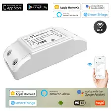Tuya wi fi interruptor remoto sem fio inteligente módulo controlador de luz relé trabalho interruptor para alexa casa do google para homekit