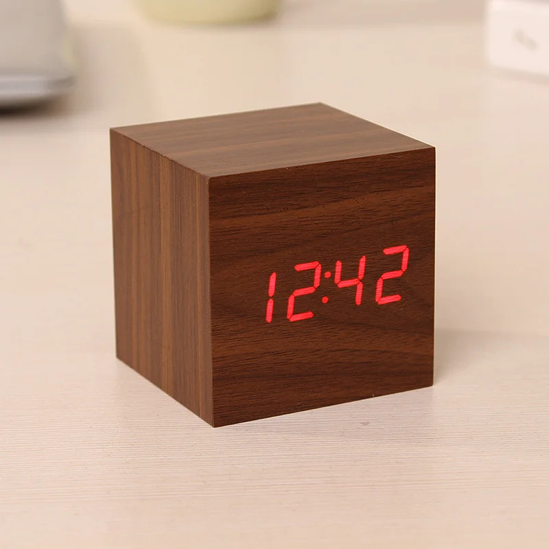 Mini Wooden Square Car Clock Electronic Clock Voice Control Digital LED Alarm Clock Luminous Auto Car Windshield Car Accessories Mini Wooden Square Car Clock Electronic Clock Voice Control Digital LED Alarm Clock Luminous Auto Car Windshield Car Accessories