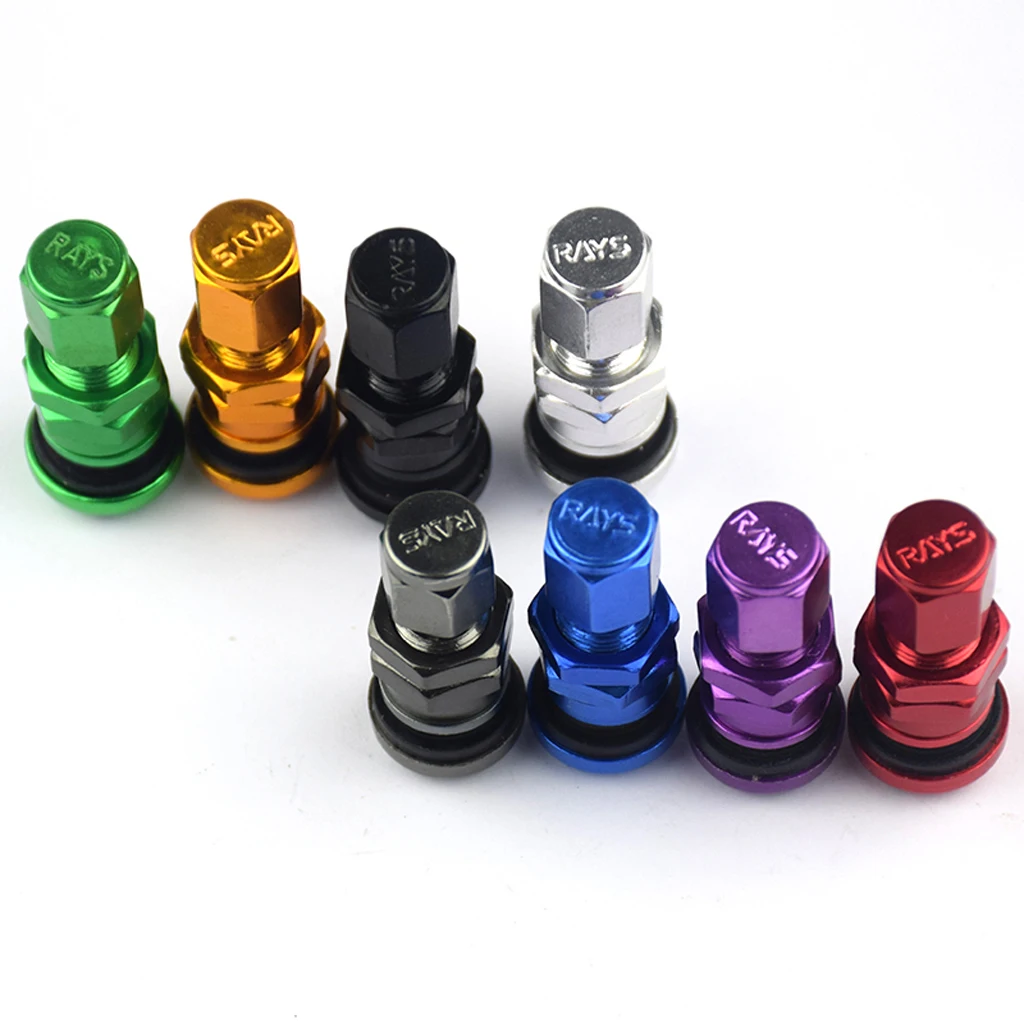 4x Aluminum Bolt-in Car Tubeless Wheel Tire Valve Stem With Dust Cap Black