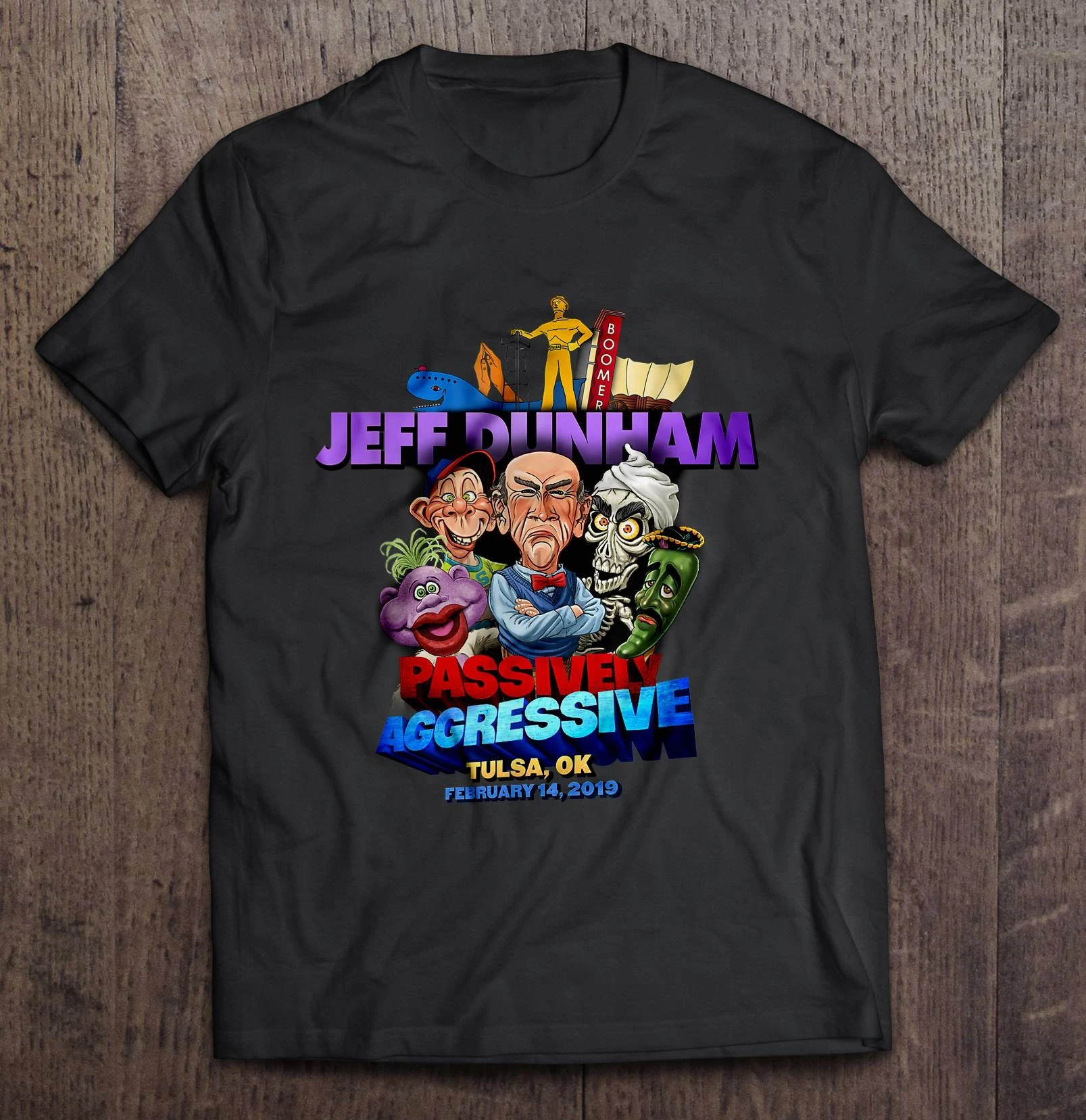 Мужская забавная футболка модная Jeff Dunham пассивно агрессивная Tulsa Ok 14 февраля 2019