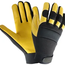 Кожаные водительские перчатки с верхним зерном из воловьей кожи, защитные перчатки для механики, рабочие перчатки