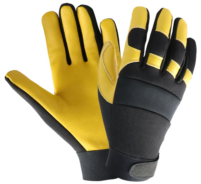 

Leather Driver Gloves Top Grain Cowhide Safety Glove Leather Mechanics Work Gloves