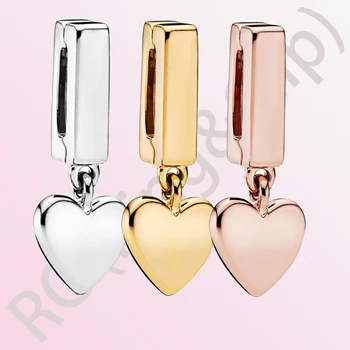 

925 Sterling Silver Beads Reflexions 3 colors Floating Heart Clip Charms fit Original Pandora Reflexions Bracelets Women Jewelry