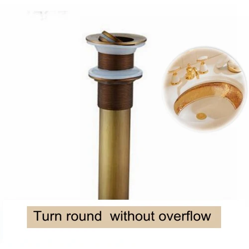 turn round-without Vidric Ванная комната туалет кран для раковины, кран для раковины, Pop Up Слива с круглыми резная Крышка Корпус из латуни с и без переполнения раковиной отходов Draine - Цвет: turn round-without