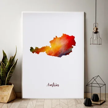 

Austria city map watercolor Map Modern City Canvas Art Print Wall Pictures for Living Room No Frame