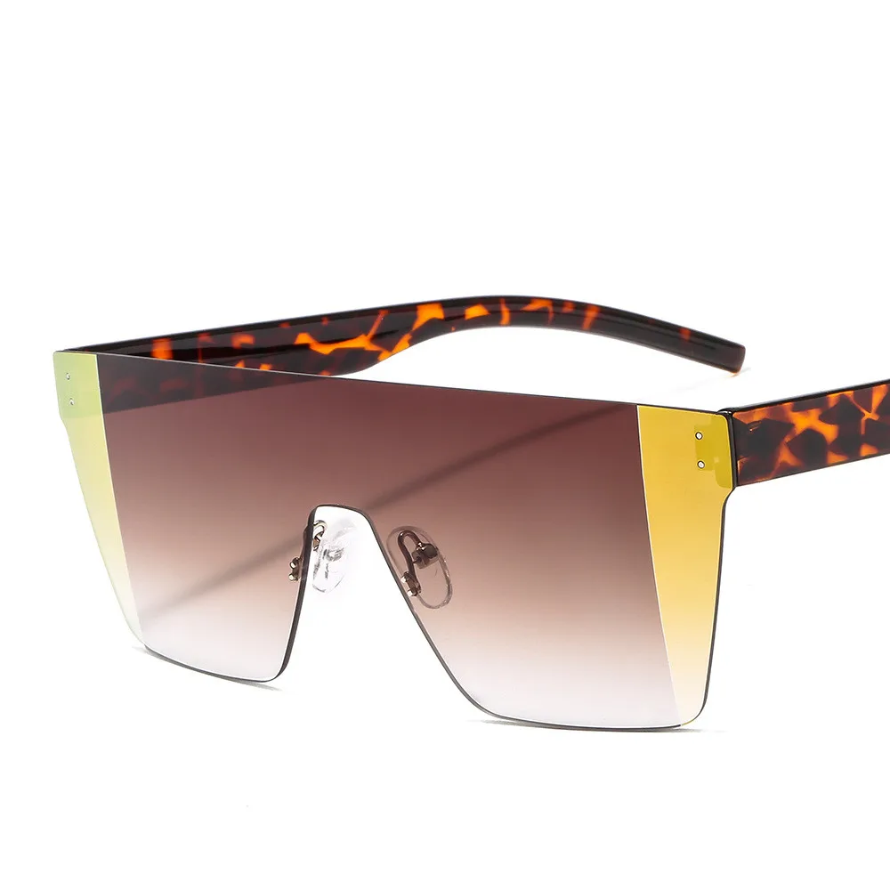 Cubojue Oversized Sunglasses Men Women Steampunk Sun Glasses for Man Woman Fashion Shades Hip Hop Huge Big Rectangle Double Tint - Цвет линз: yellow brown