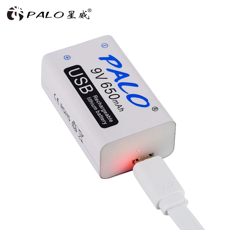 Palo 100% Batteria Originale 9V 650Mah Batteria Ricaricabile Agli Ioni Di Litio 9V Micro Usb 9V Per Telecomando Giocattolo Microfono Multimetro
