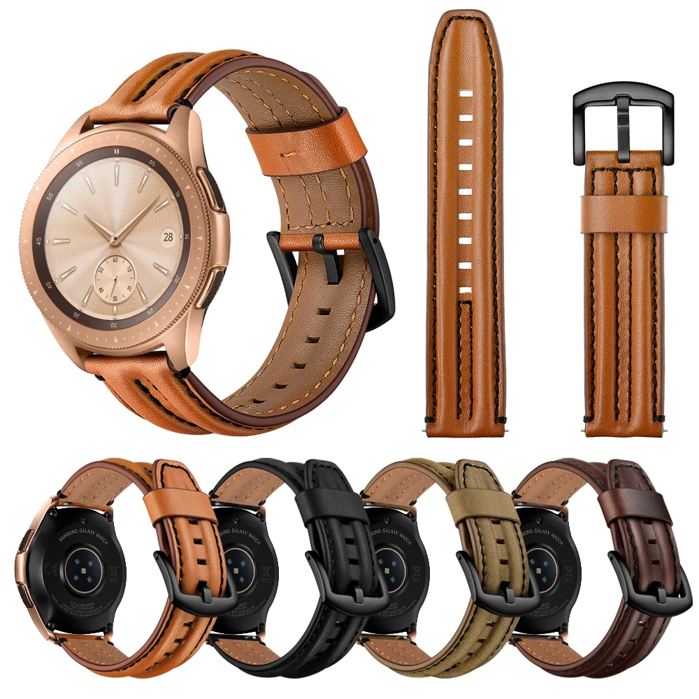 Ремешок из натуральной кожи для samsung Galaxy watch 46 мм браслет Gear S3 frontier Huawei gt haylou solar