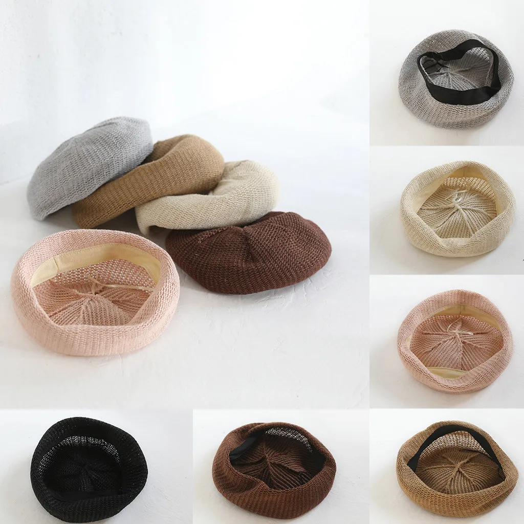 Женские теплые зимние хлопковые льняной берет Fedoras стрейч ткань Повседневная Панама Gorro анти-УФ твердые береты шапка вязаная, головные уборы