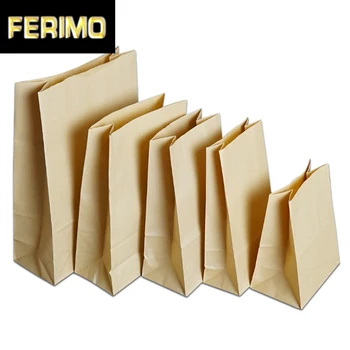 

100Pcs/ Lot Multi Sizes Brown Open Top Kraft Paper Package Pouches For Dry Food Sandwich Storage Craft Paper Gift Packaging Bag