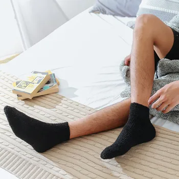 

Men Winter Cotton Leisure Dress High Street Socks Thicker Anti-slip Coral Fleece Floor Socks Carpet Socks Calcetines masculinos