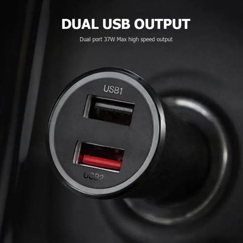 Xiaomi автомобильное зарядное устройство 37W с двумя usb-портами адаптер быстрой зарядки черный