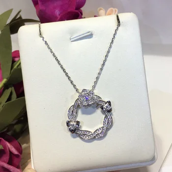 

High Fashion Fine 100% S925 Sterling Silver Necklace For Women French Chic Elegance Flower Pendant Chain Luxury Fine Jewelry