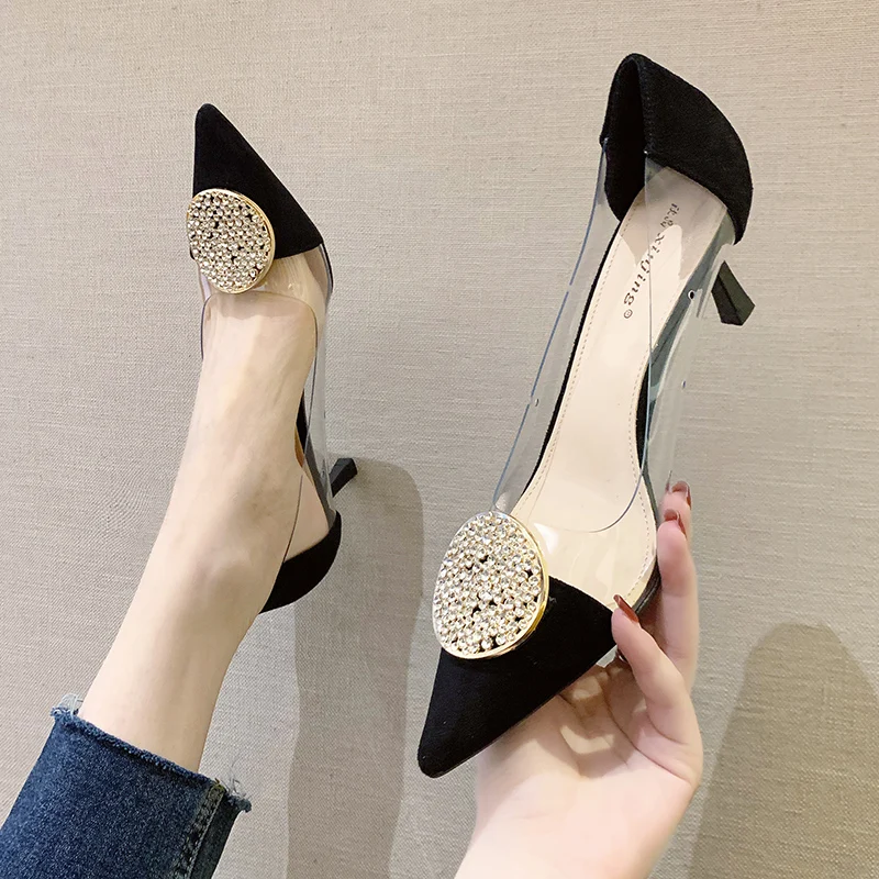 

Women's high-heeled shoes, fashionable women's shoes, casual pointed-toe female beam feet, transparent Femme Stiletto ladies