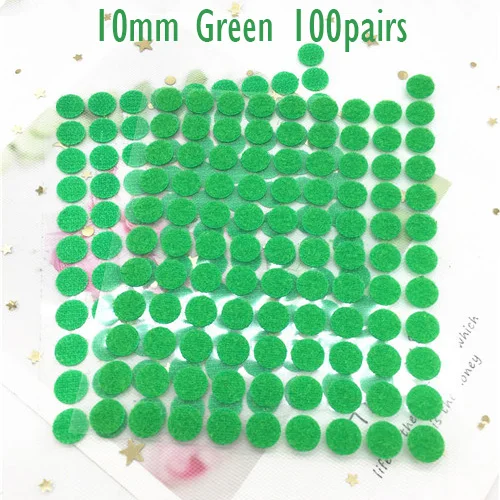 Green 10mm 100Pairs 10/15/20/25/30 мм самоклеящаяся крепежная лента на застежке-липучке, сильный клей Magic Стикеры белая дисковая черные монеты на застежке-липучке лента для домашнего Применение - Цвет: Green 10mm 100Pairs