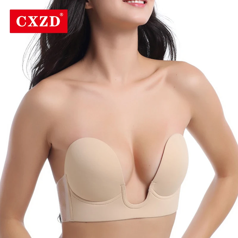  CXZD Invisible Push Up Bra Strapless Bras Formal Dress Wedding/Evening Sticky Self-Adhesive Silicon