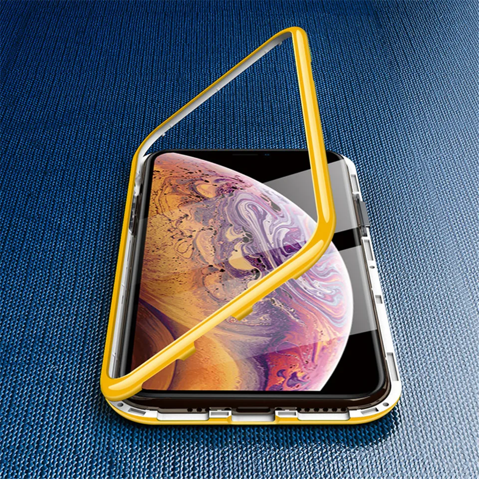

Color Magnetic Adsorption 360 Case for iPhone 11 Pro MAX 2019 Tempered Glass Case For iPhone XS MAX XR X 7 8 Plus Cover