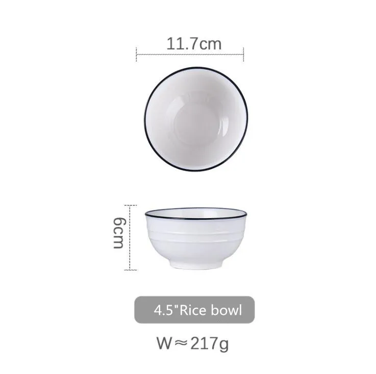 4.5inch Rice bowl Белая Резьбовая обеденная тарелка керамическая кухонная тарелка посуда набор блюд рисовый салат лапша миска суп миска 1 шт - Цвет: 4.5inch Rice bowl