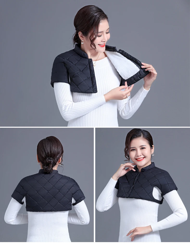 Winter Thicken Shoulder Pad Vest Women Red Black Quilted Short Puffer Waistcoat White Fleece Lining Warm Thermal Bolero Gilet