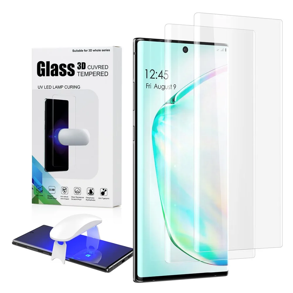 UV Tempered Glass For Samsung Galaxy Note 10 Full Nano Liquid Glue Curved Screen Protector For Galaxy Note10 Plus  Accessories