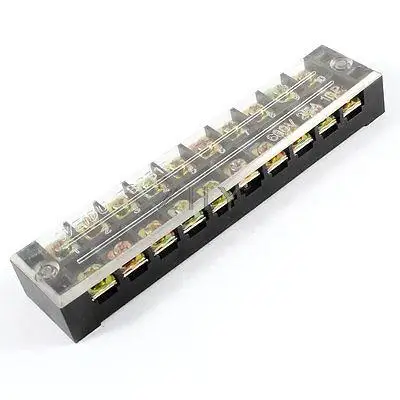 

AC 600V 25A Dual Rows 10P 10 Positions Covered Barrier Screw Terminal Block
