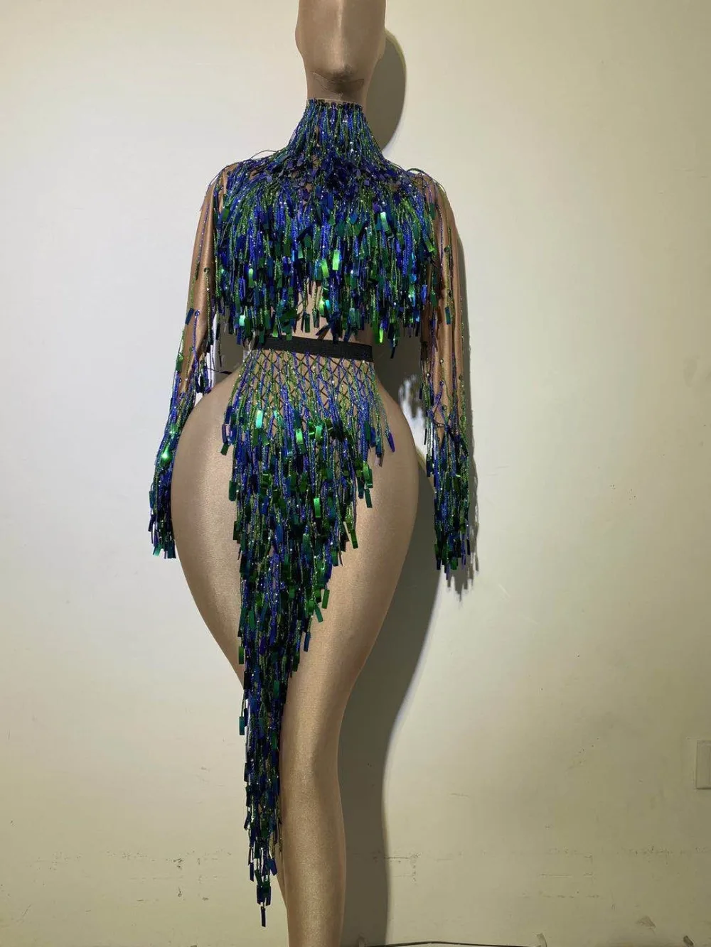 Sexy Tassel Sequins Dancer Stage Dress Party Celebrity Women Backless Nightclub Dress Showgirl Performance Costumes dance dress women dance costume stage performance costume