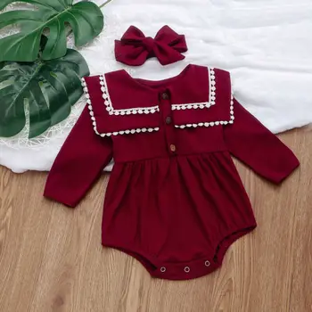 

Infant Kids Baby Girl Clothes Tassel Long Sleeve Crew Neck Romper Overall Headband Casual Everyday Outfits