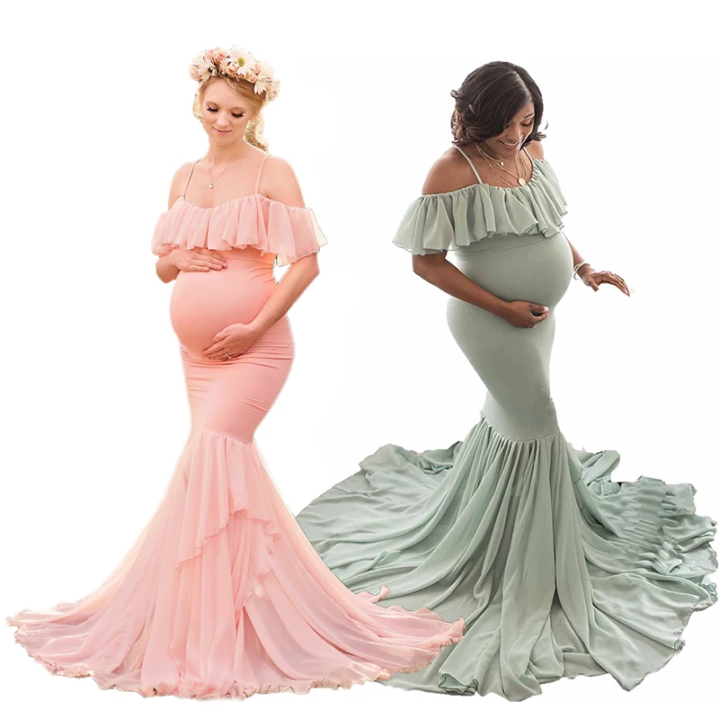 

Flat shoulder Maternity Dresses For Photo Shoot Maternity Photography Props Pregnancy Dress Photography Maxi Dress Gown Pregnant