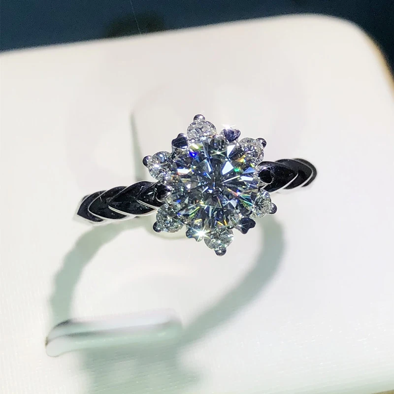 

9K White Gold Moissanite Ring Luxury 6 claw Romantic style Custom Made Lab Diamond Wedding ring Anniversary Ring